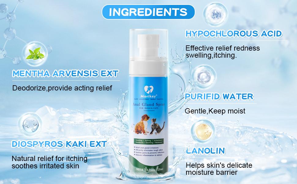 MORIKEY Pet Gland Care Spray for Dogs Cats Gland Support Helps Reduce Scooting Odor Control Gentle Pet Hygiene Daily Care