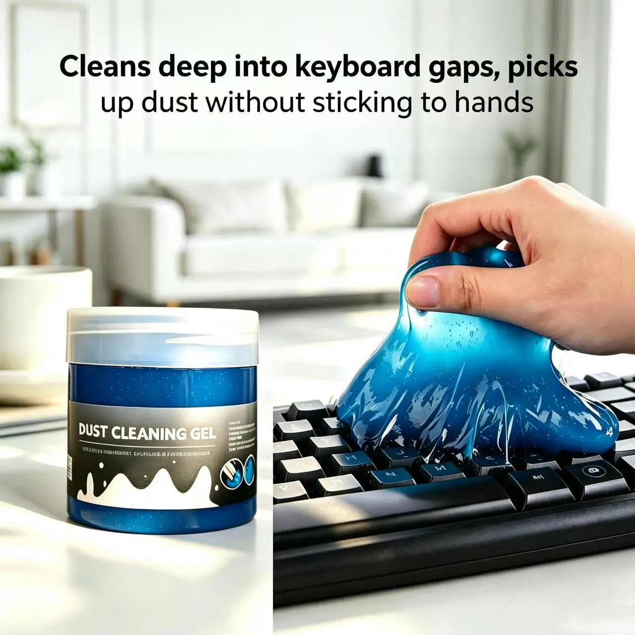 Dust Cleaning Gel - Car & Home Interior Surface Cleaner, Deep Cleans Keyboard Gaps, Removes Debris From Crevices, Ideal for Plastic Appliances & Vents, Keyboards, Appliances And Vents
