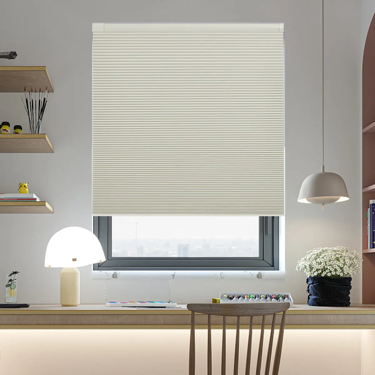 Cordless Blackout Honeycomb Blinds - No Drill, Customised Windowshades with 300+ Sizes, 2m Option, Durable Light Blocking for Bedroom, Nursery, Easy Install Home Upgrade, 2 Metres