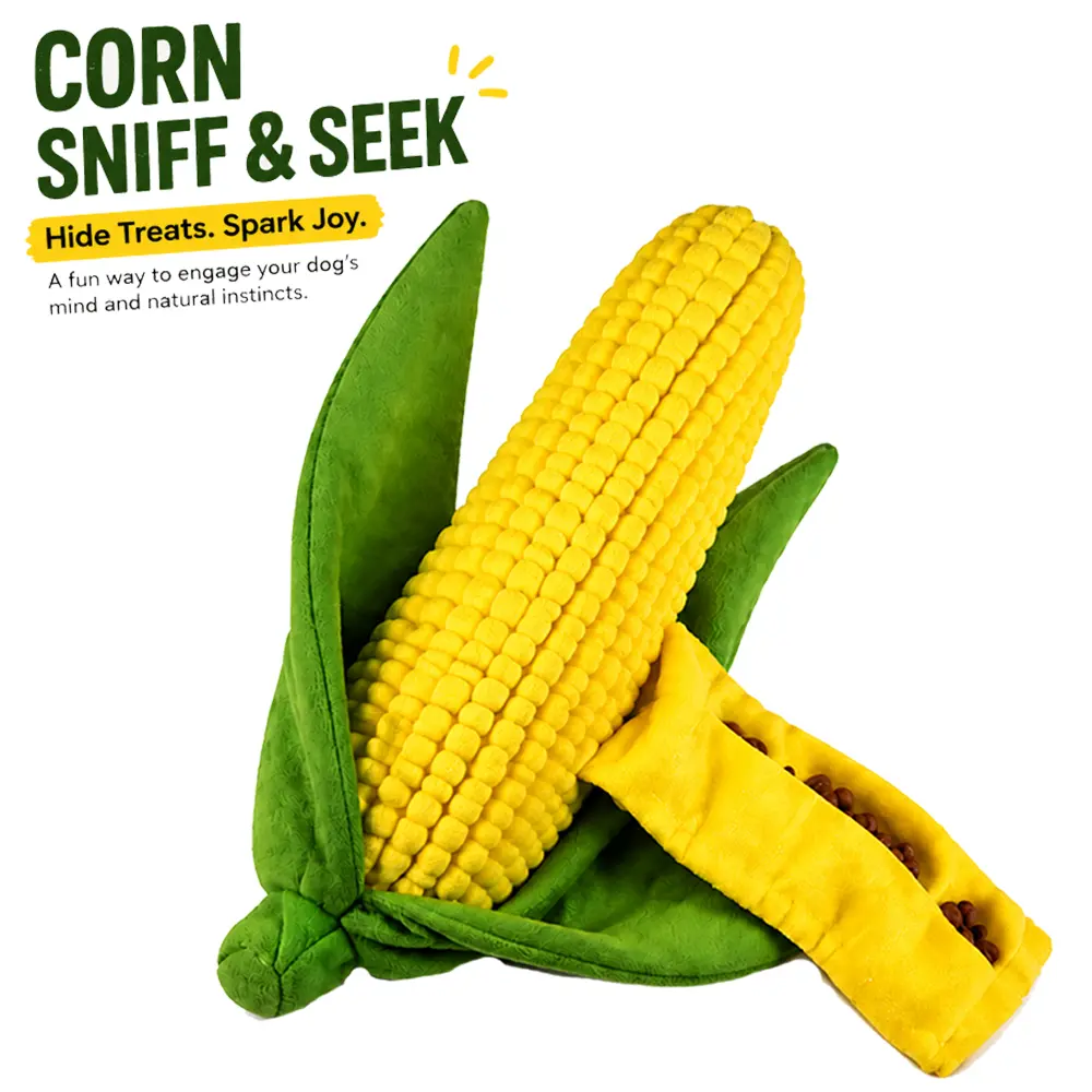 1/2 PACK Interactive Dog Snuffle Toy with Squeaker, Corn Shaped Treat Dispensing Puzzle Toy, Enrichment Toy for Small Medium Dogs
