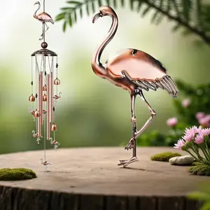 Flamingo Wind Chimes for Outdoor – Vibrant Aluminum Wind Chime with Lovely Flamingo Design, Melodic Clear Sound Hanging Ornament, Weatherproof for Patio, Garden & Outside Home Decor, Perfect Memorial & Festival Gift