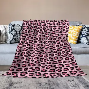 Pink Leopard Blanket , Comforter Soft and Warm Pink Sexy Leopard Print Flannel Blanket  , Lightweight Flannel Throw for Sofa, Bed, Travel, Camping, Livingroom, Office, Couch, Chair, and Bed ,All Seasons