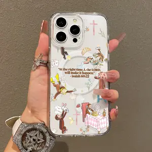 Trendy Magnetic Case for iPhone11/12/13/14/15/16/17/promax, Curious monkey Bible Verse1 Ultra Slim, MagSafe Support, Shockproof|     Playful & Fun Style