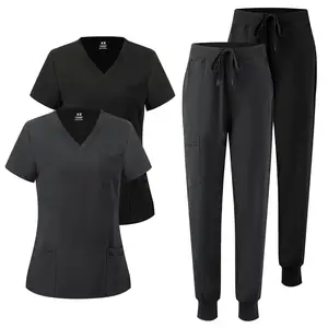 COZYFIT Women's Scrubs 2-Piece Set - Stretch V-Neck Top & Jogger Pants with 8 Pockets | COZY SCRUBS