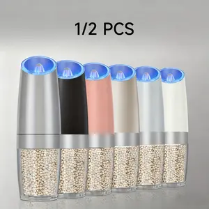 2 Pack Electric Salt and Pepper Seasoning Grinder Set, Kitchen Gadgets, Battery Powered Gravity Automatic Grain Mill with Adjustable Coarseness, One Hand Operation Kitchen Appliances