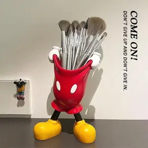 Cute Makeup Brush Storage Bucket, Cartoon Design, Desktop Organizer, Beauty Tool Holder, Multi-Functional Pen Holder, Anti-Slip Base