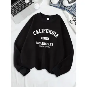California Los Angeles Est 1776 Prints Sweatshirts Women Crewneck Basics Hoodies Loose Fleece Warm Tops Winter Womans Clothes