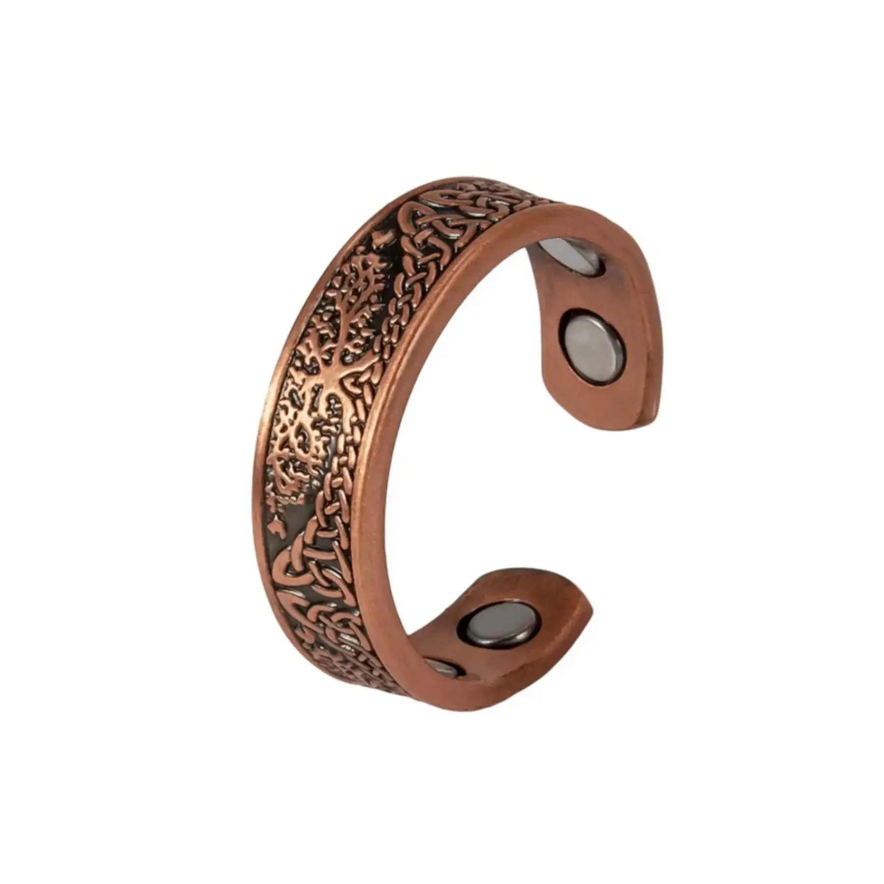 Vintage Braided  Copper Ring, Unisex Adjustable Open Band with Magnetic Closure, Casual Fashion Finger Jewelry, Jewelry Ring, Fashion Rings