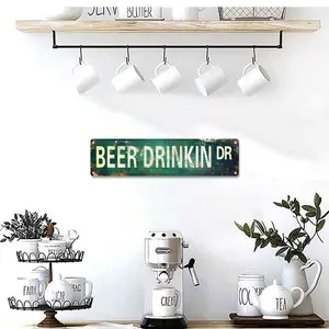 Retro "Beer Drinkin DR" Aluminium Metal Tin Sign - 16x4 in Vintage Garage, Retro, Decorative, Metal-Toned, Nostalgic Home Signs, Man Cave Wall Decor, Beer Lovers Gift, Vintage Garage Signs Indoor Home Decoration