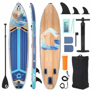 Inflatable Paddle Board 11FT Inflatable Stand Up Paddle Board with Premium SUP Paddleboard Accessories Wide Stable Design Non-Slip Comfort Deck for All Skill Level