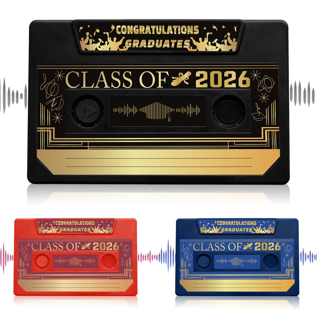 Graduation Party Favors Voice Recordable Greeting Card 300 Second Class of 2026 Custom Voice Guestbook for Graduation Congrats Grad Party Decoration Funny Happy Anniversary Gift