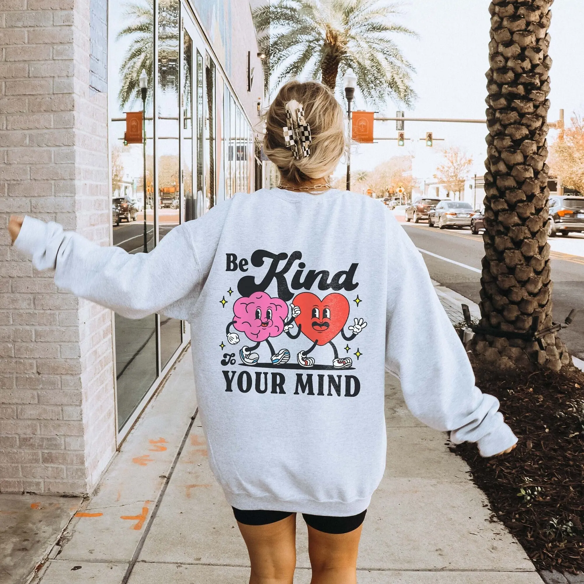 Be Kind To Your Mind Mental Health Sweatshirt Trendy Crewneck Aesthetic Sweatshirt Depression ADHD Anxiety Sweatshirt Oversized Sweatshirt Casual Comfort