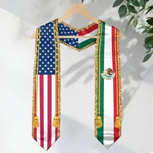 Mexico Graduation Sash 2026 – Mexican Flag Stole, Class of 2026 V Shape National Country Graduation Sash