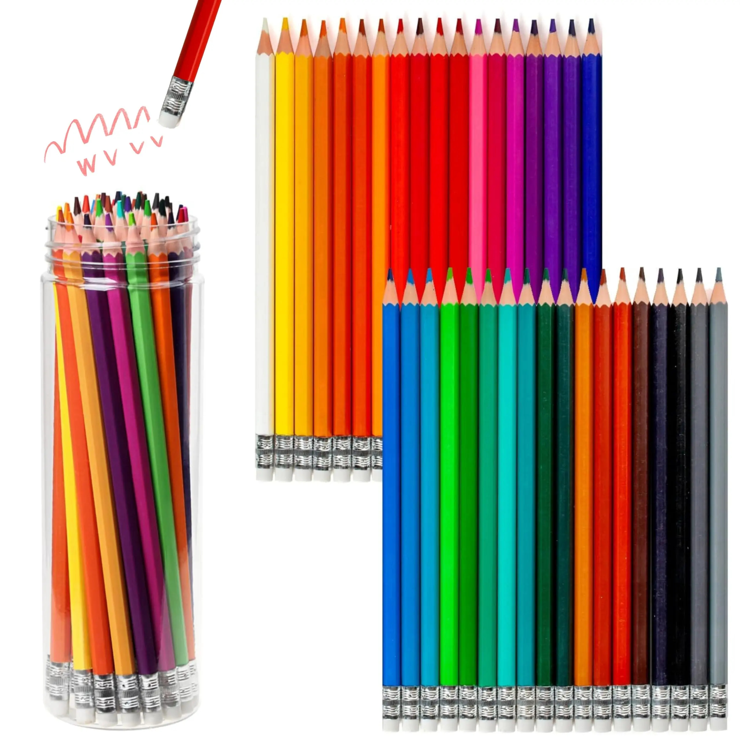 Pre-sharpened Colored Pencils with Erasers, Erasable Color Pencils, Drawing Pencil, Art Pencil for School Supplies, Drawing Supplies (36 Colors)
