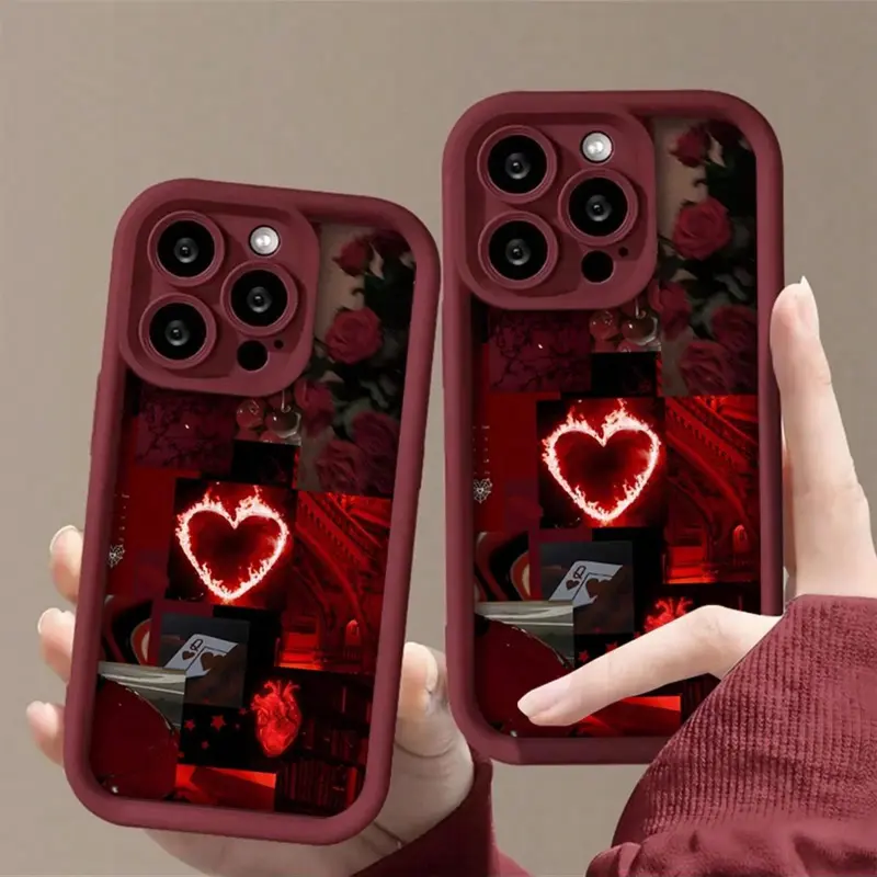 Iphone 16 pro max case black with heart - TikTok Shop