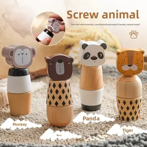 Kids Wooden Screw-Twisting Toy, Fine Motor Skills Training, Educational Game for Color & Animal Recognition, Hands-On Brain Development