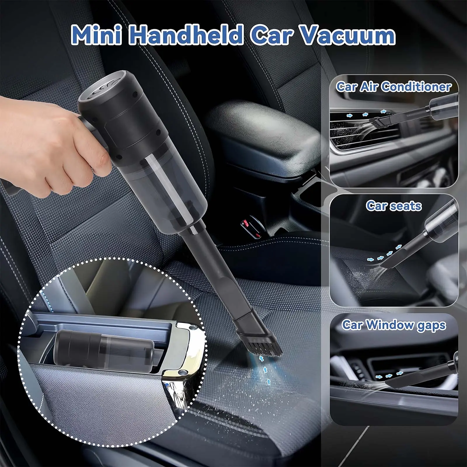 Mini Vacuum Cleaner for, 2 in 1 Keyboard Vacuum Cleaner Wireless Handheld,Car Vacuum with Brushless Motor High Power Rechargeable Easy to Clean Car Interior