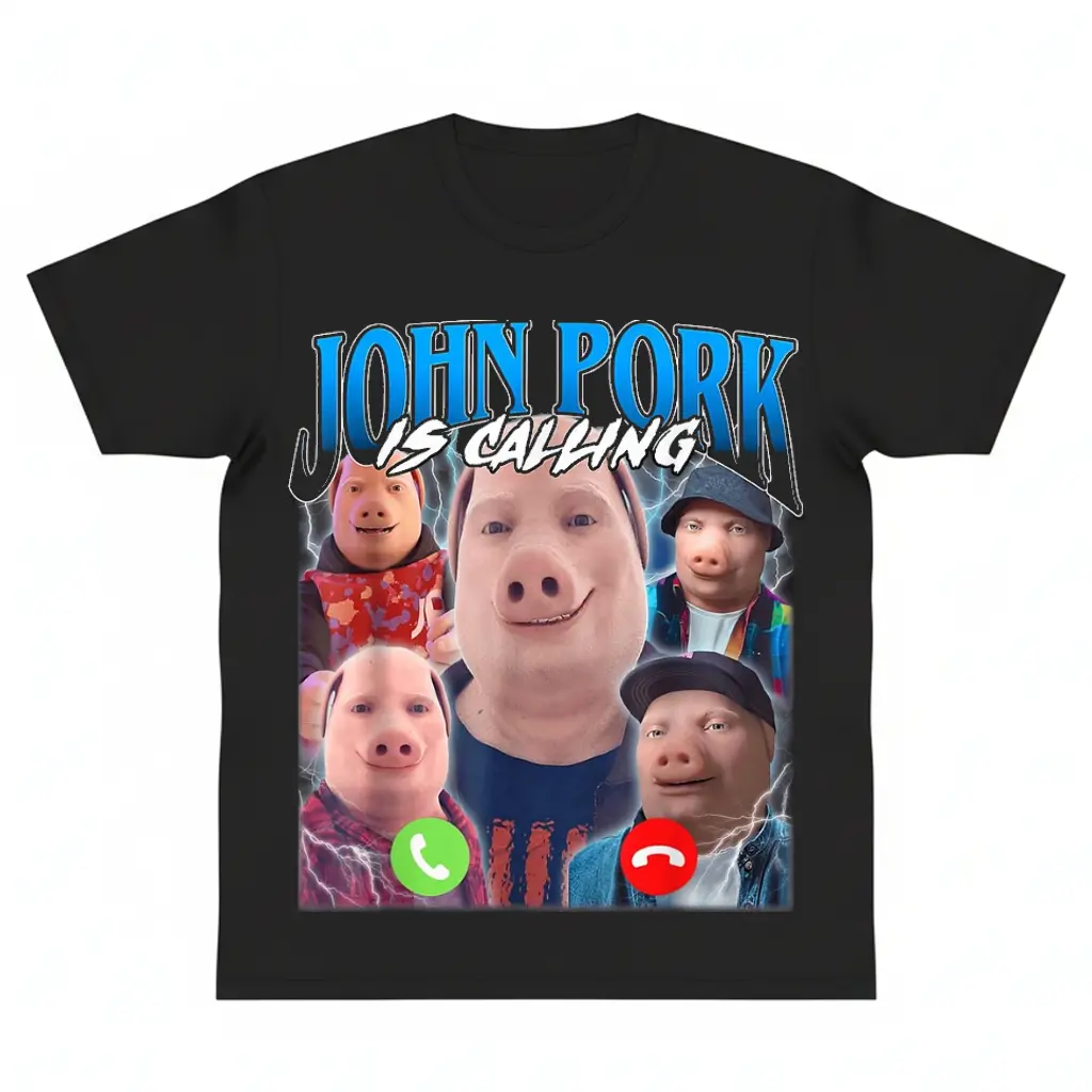 oversize John Pork Is Calling t-shirt casual crew neck cotton Birthday funny y2k cotton fashion Streetwear Comfort Shortsleeve Casual Top Trending gift