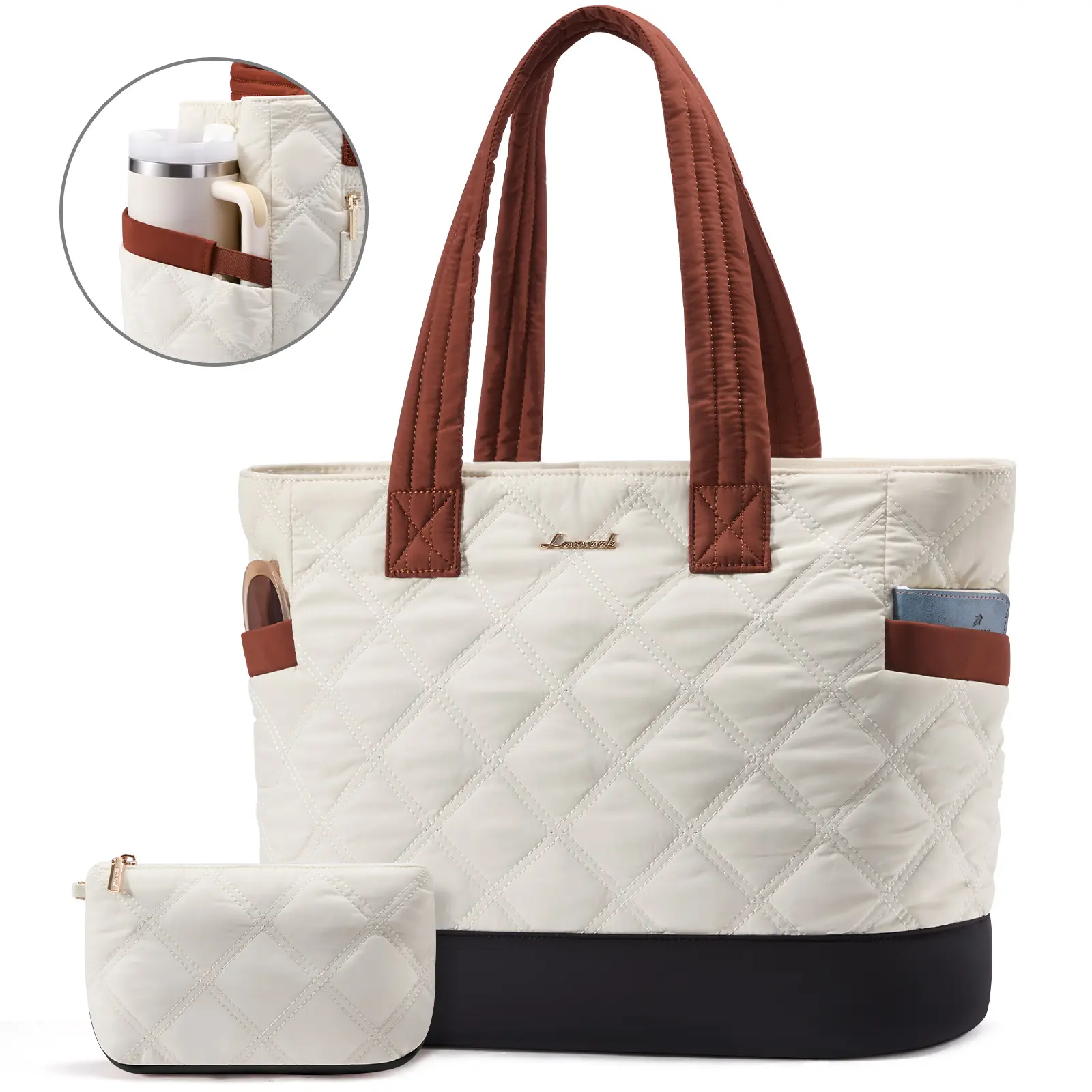 【NEW IN】LOVEVOOK Tote Bag for Women, Quilted Work Puffer Bag with Large Cup Holder for Travel, Daily, Nurse Teacher Bag Handbag DealsForYouDays