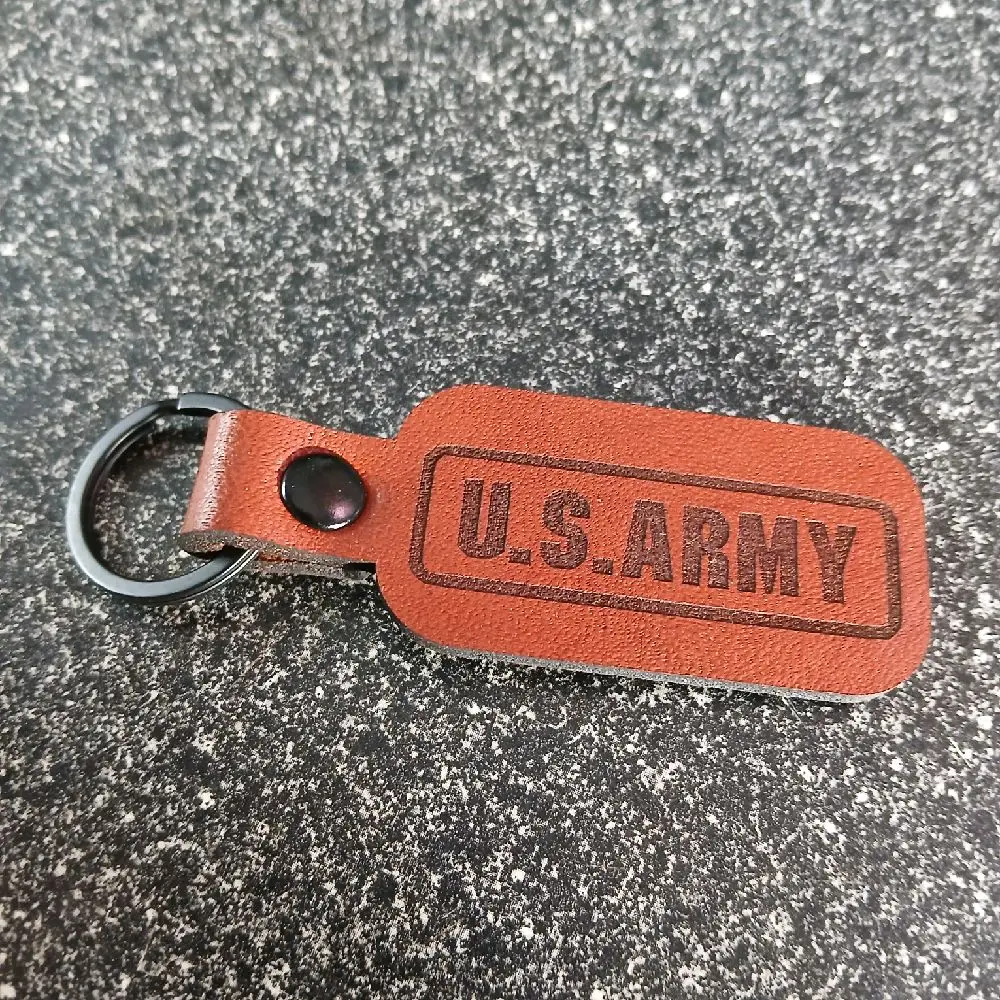 US Army Leather Keychain - Durable Design with U.S. Army Embossed Text