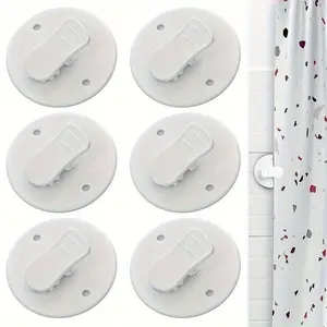 3pcs Shower Curtain Clips, Shower Room Curtain Windproof Splash Guard, Adhesive Windproof Splash Clips, Bathroom Curtain Weight Clip for Home, Plastic Hooks