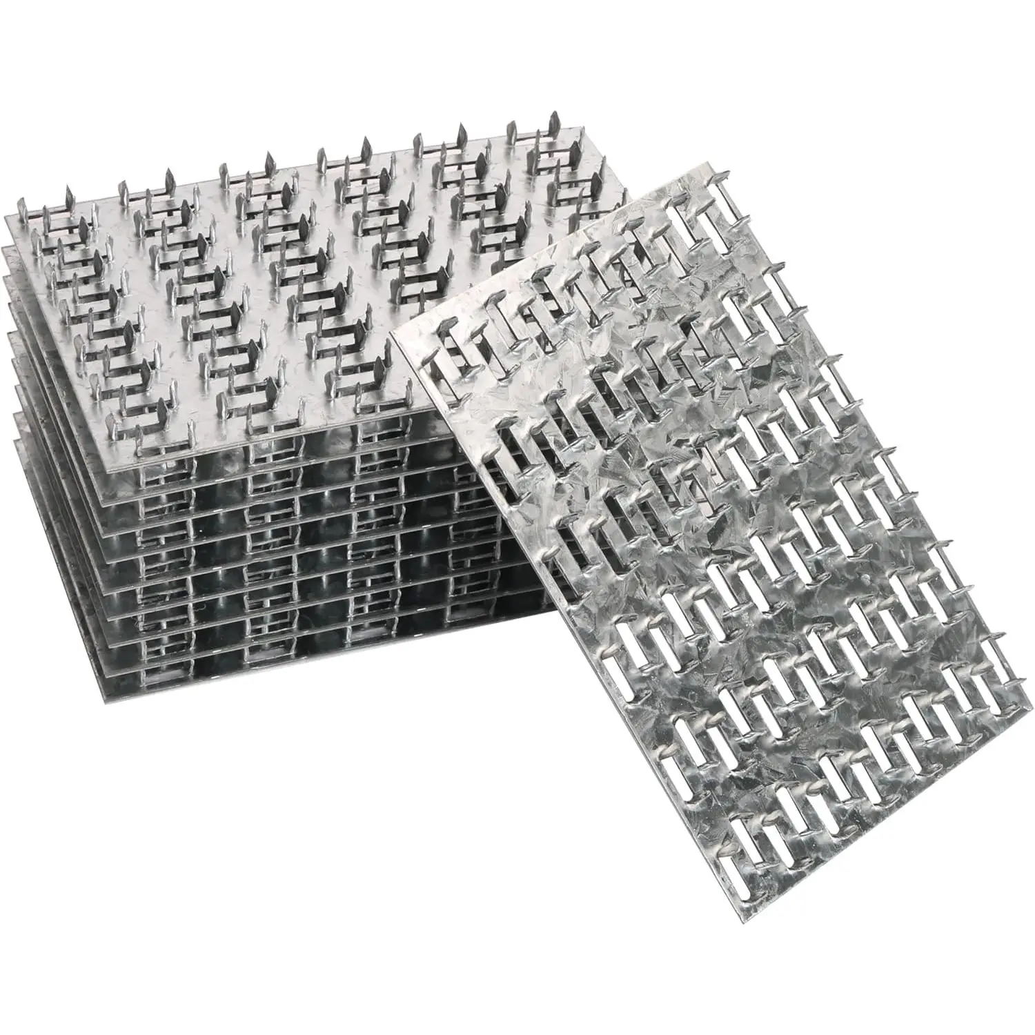 20 Pack 6x4 inch Truss Mending Plate with 8mm  Teeth, Galvanized Steel Flat Mending Plates Repair Pronged Truss Mending Plate, Thickness 1mm, for Timber Roofing Wood Truss Connector Plate