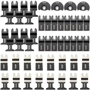 【DealsForYouDays】 VEVOR 50 PCS Oscillating Saw Blades, Quick Release Multitool Blades Kit, HCS Tool Blades for Wood Plastic Metal Nails Bolts, Compatible with Dewalt Dremel Fein Worx Bosch Makita Milwaukee