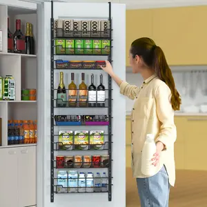 Seasonal promotion 8-Tier Over The Door Pantry Organizer - Spacious Storage with Adjustable Basket for Customized Organization - Ideal for Pantry Kitchen Storage and Spice Rack Storage Organizers