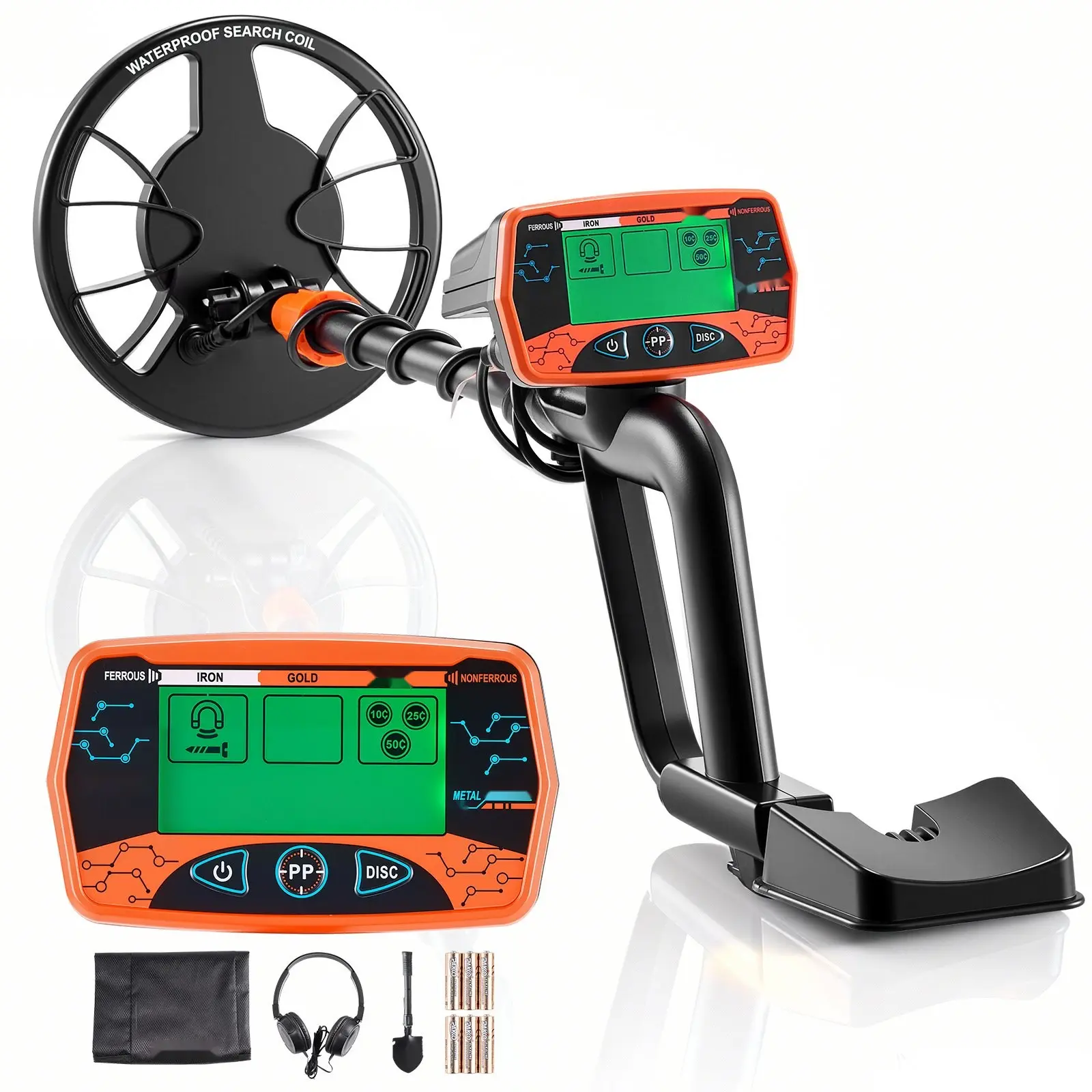 Metal Detector For Adults, 8-Inch IP68 Waterproof Gold Detector With Real-Time Display, Included Headphones, Three Modes, Adjustable Shaft, Ideal For Treasure Hunting, Gold Prospecting And Relic Finding