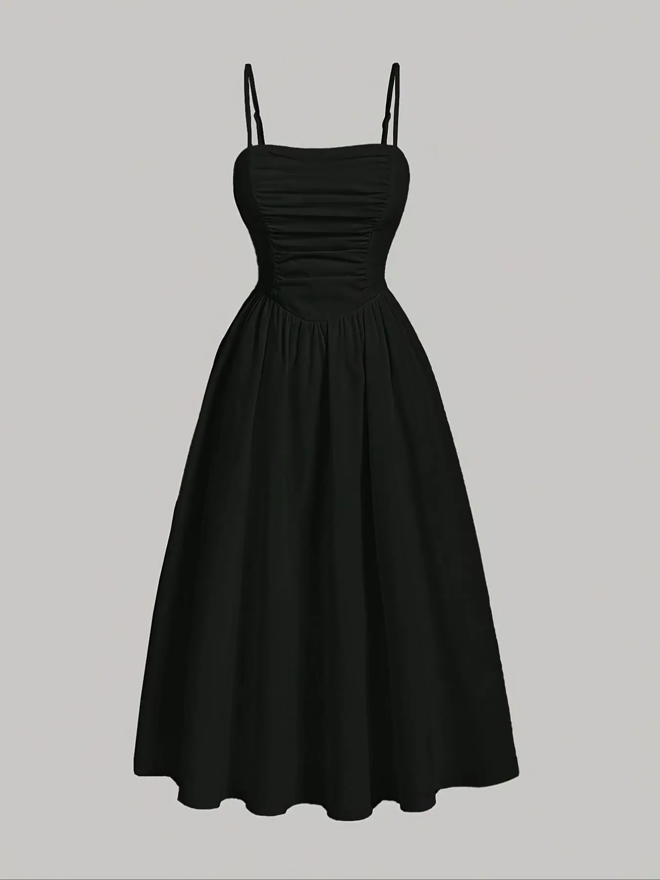 Women's Solid Color Basic Woven Cami Dress, Elegant Sleeveless Spaghetti Strap Fitted Dress for Party Dating Wear, Ladies Summer Clothes, Elegant Dresses, Womenswear
