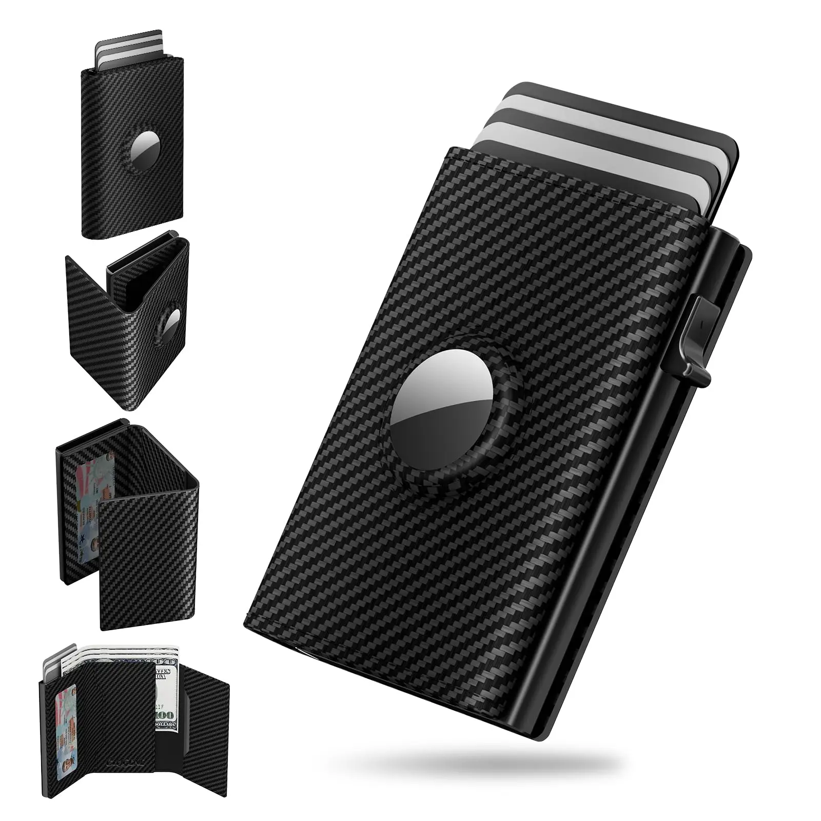 Minimalistic RFID Protected Anti-Theft Carbon Fiber Slim PU Leather Male Wallet - 6-9 Card Capacity, ID Window, Card + Cash Slots, Adult Business Style, Men's Party Gift, Minimalistic Rfid Wallet