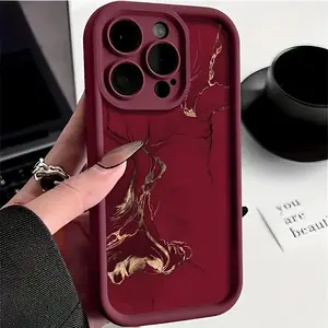 Burgundy Crack Pattern Case for iPhone 17 Pro Max 16 16e 15 14 Plus 13 12 Mini 11 Air X XS Pattern Soft TPU Rubber Camera Protection Rugged Mobile Phone Cover Gift 2D printing