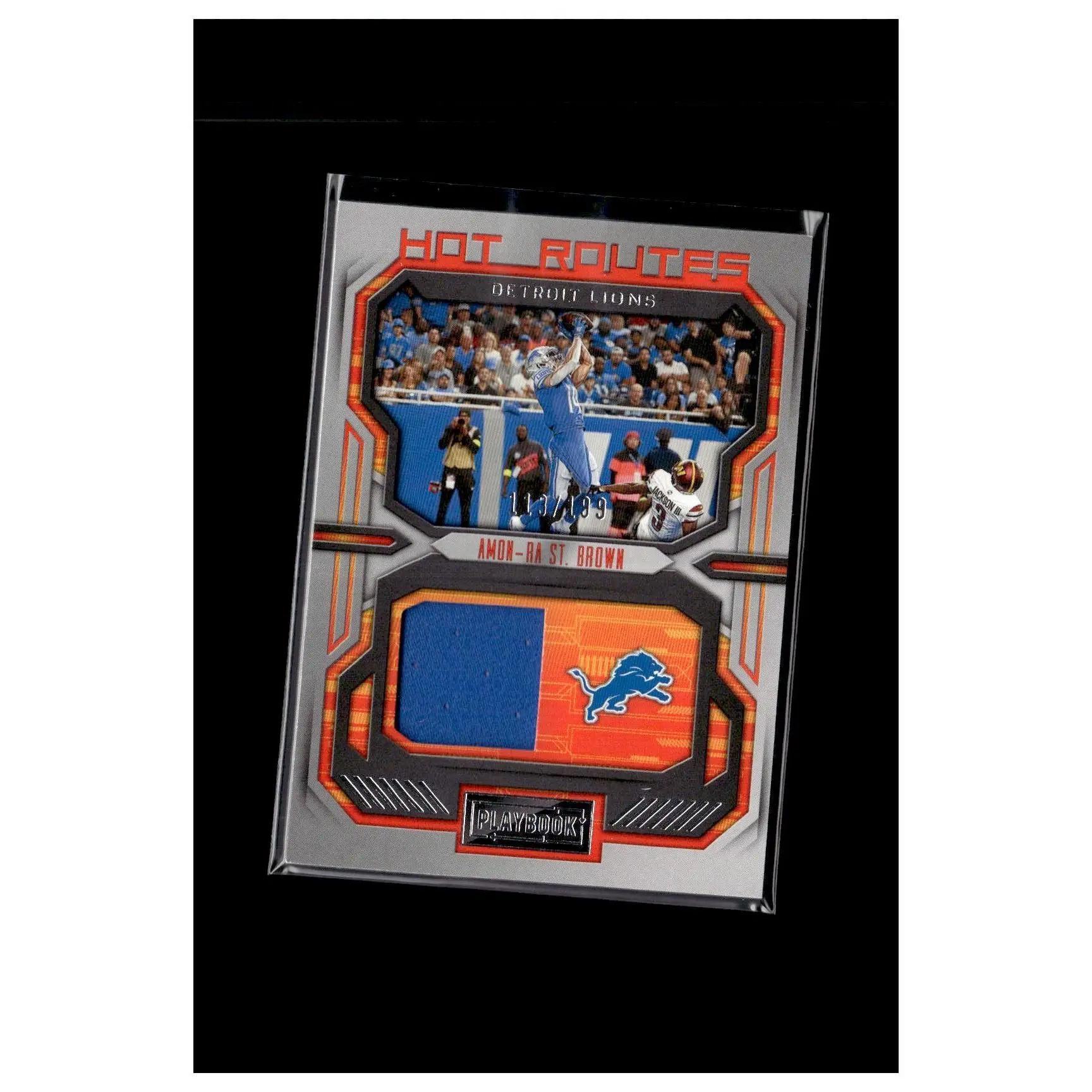 2022 Panini Playbook #HR-13 Amon-Ra St. Brown Hot Routes #/199 CC