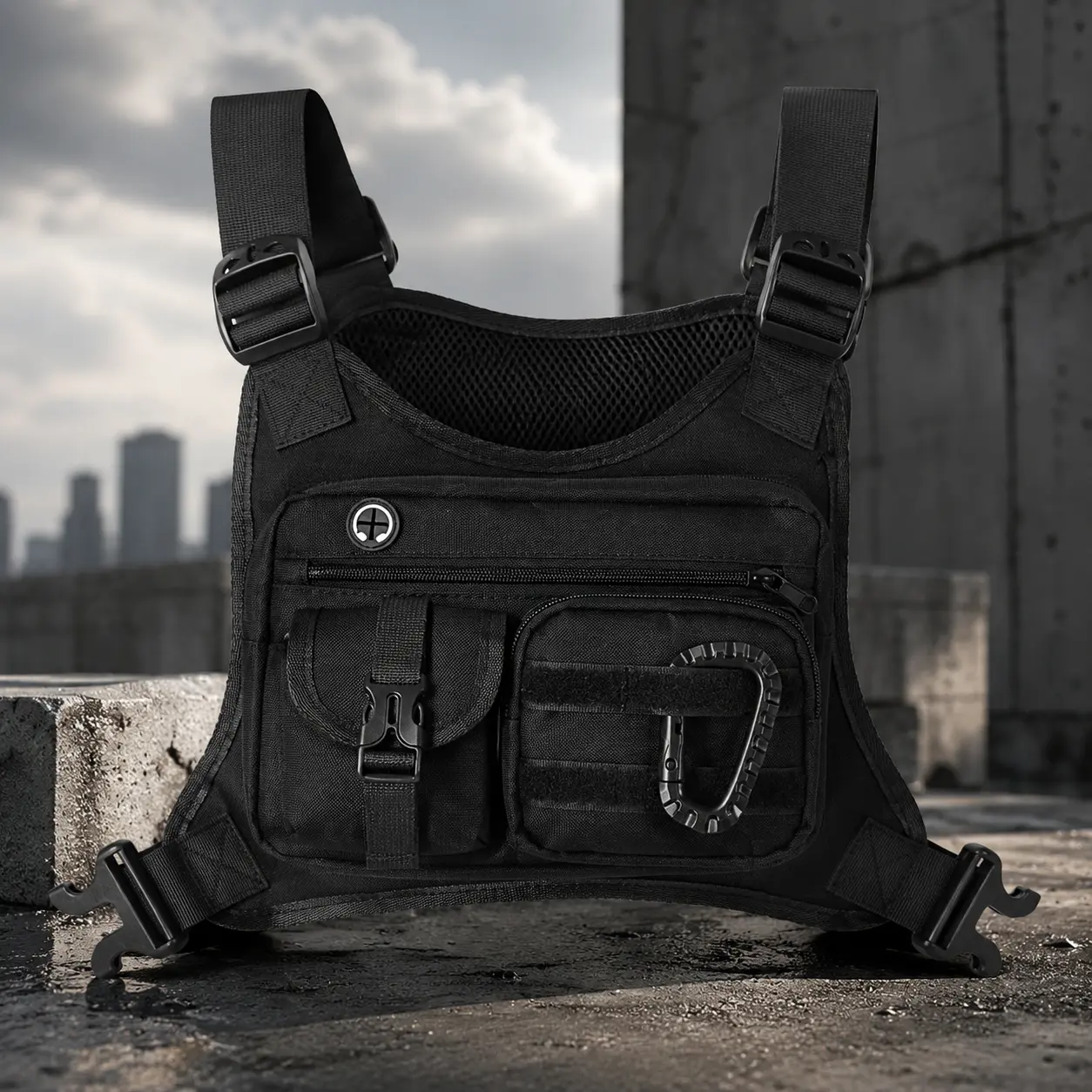 Unisex Multifunctional Running Chest Bag - Adjustable Gym Sports Bag with Multiple Pockets, Lightweight Workout & Fitness Accessory for Festivals