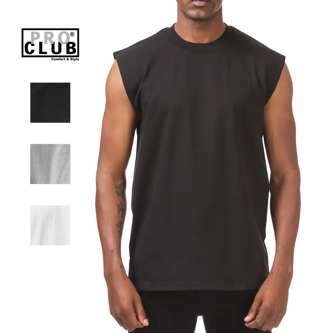 Pro Club Men's Heavyweight 6.5oz Cotton Muscle T-Shirt, Classic Relaxed Fit Sleeveless Top for Casual Wear & Workouts, Tshirt, Muscle Tees, Day