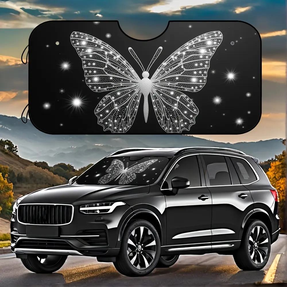 1pc, Crystal Butterfly Car Windshield Sun Visor, Folding UV Ray Blocker Sun Shade for car window to Keep Your Vehicle Cool and Protected, Car Sunshades for Windshield, Front Windshield Sunshade