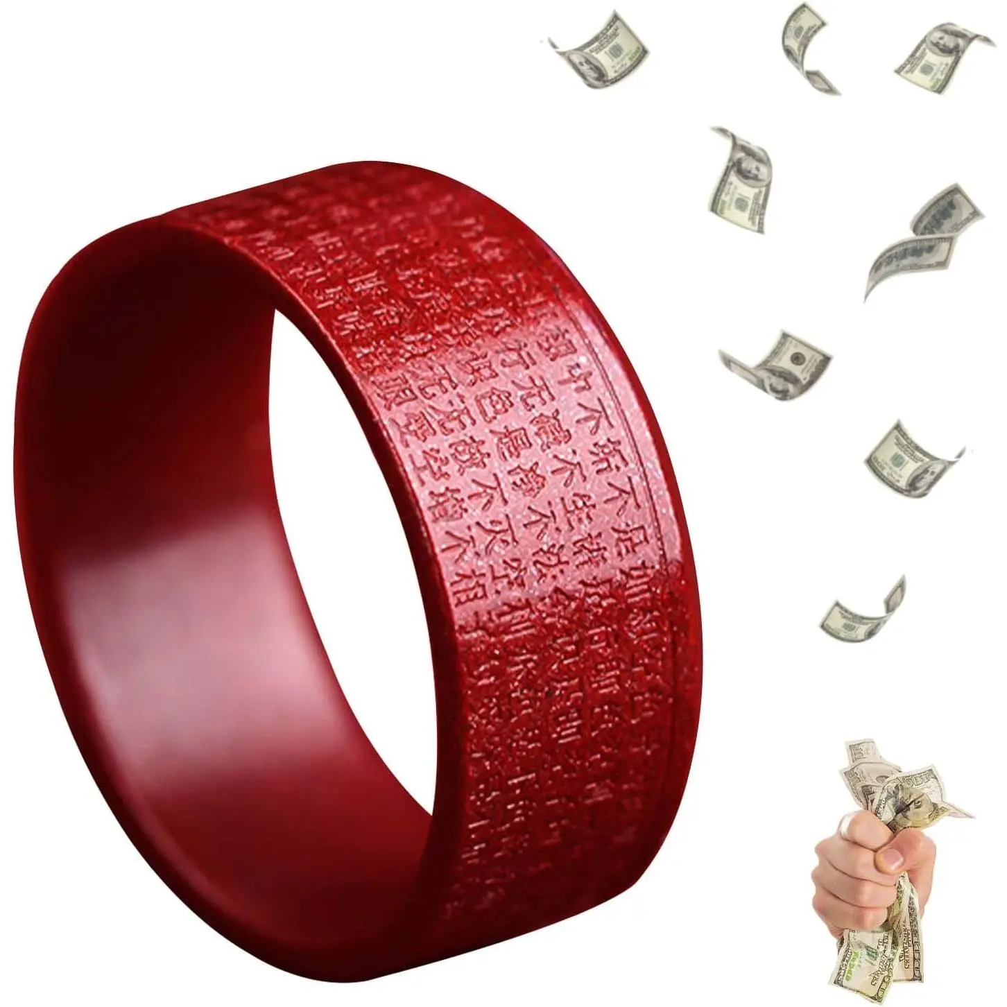 HETICA Cinnabar Feng Shui Ring - 14mm-23mm US Sizes Vermilion Costume Jewelry, Wealth-Attracting Good Luck Amulet for Women, Mother's Day Gift to Ward Off Negativity, Prosperity