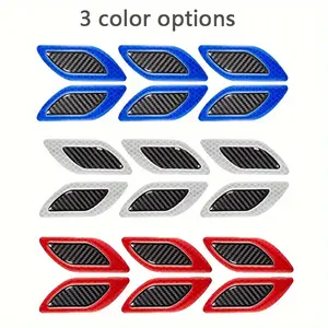 6pcs Car Reflective Decorative Stickers, Carbon Fiber Anti-Scratch Collision Guard Bumper Strips, Easy-Apply with 3 Color Options