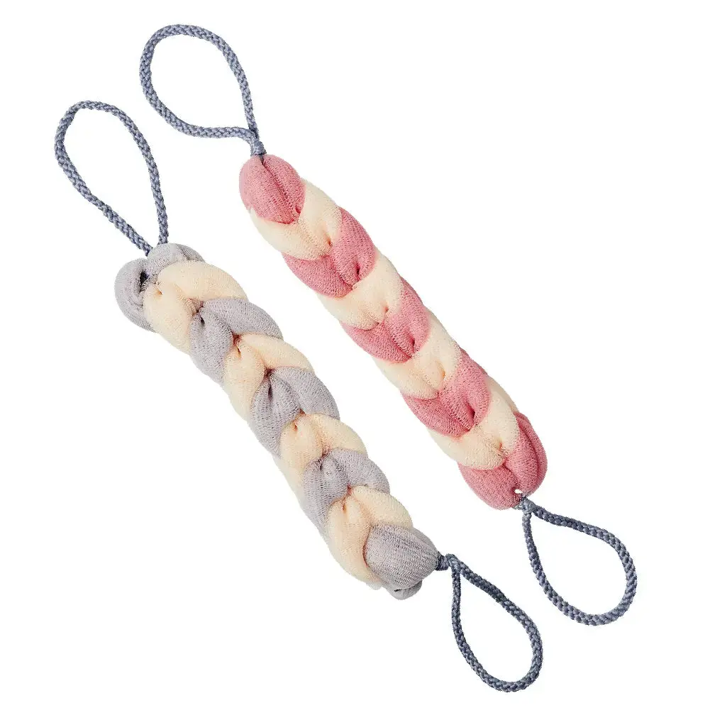 éclat Long Stretch Back Loofah - Braided Mesh Shower Sponge with Rope Handles