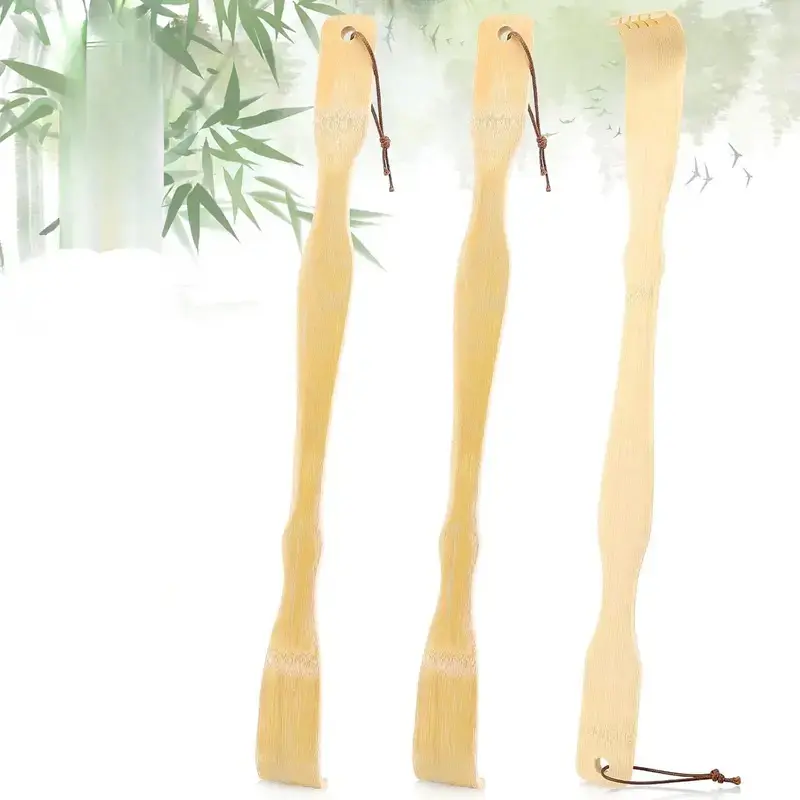 3 Pack Bamboo Back Scratcher Set, 16.5 Inch Long Handle Wooden Scratch Tool, Smooth Durable Body Care Massager for Adults & Seniors, Portable Self Care Accessory for Home, Travel & Gift Giving, Dry