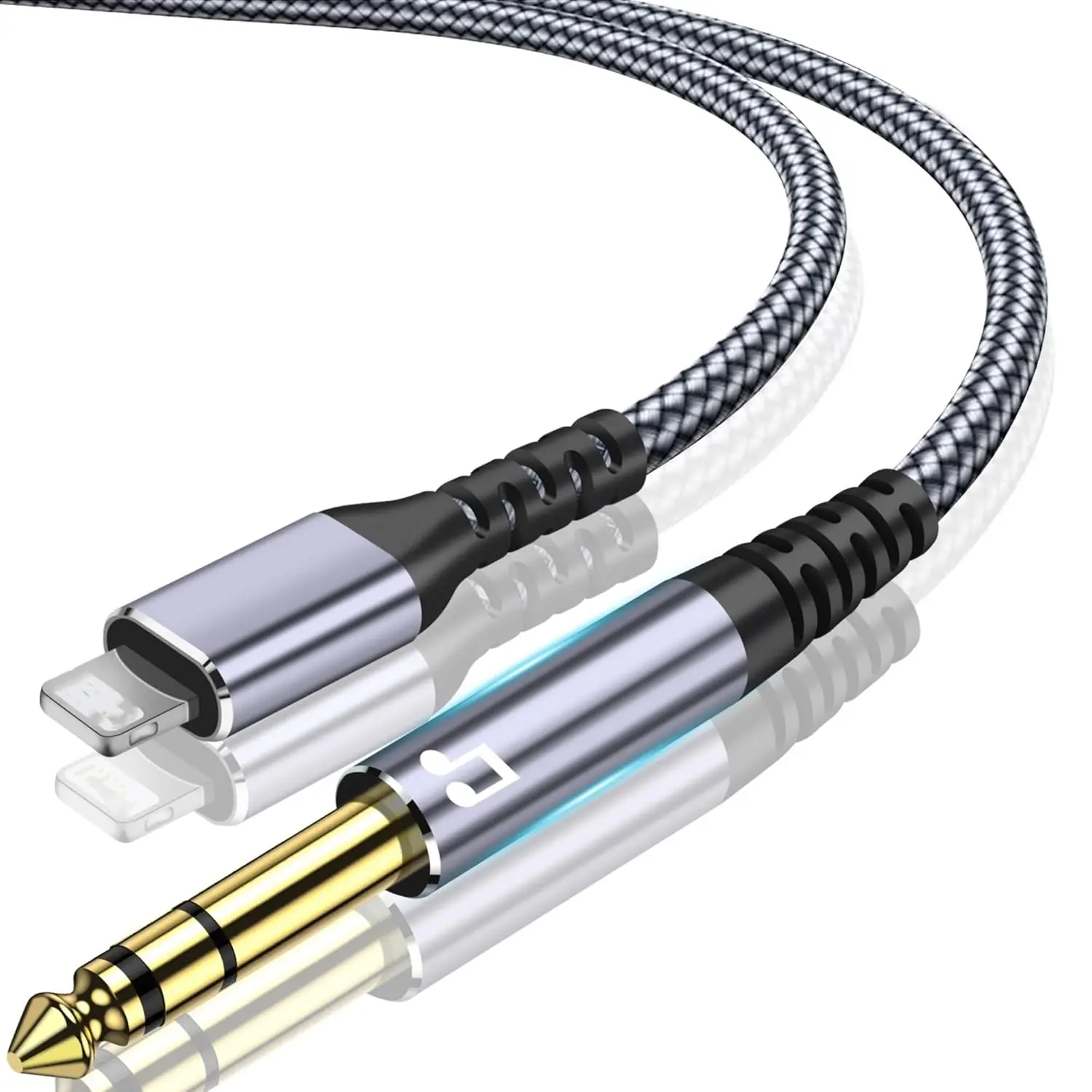 MFi Certified iPhone to 6.35mm 1/4 TRS Male Aux Audio Cable (1 Pack, 4ft,10ft,16ft) - Plug-and-Play Accessory for iPhone 14 Pro,iPad, Speaker,Stereo,Home Audio System,Amplifier,Mixer with 12-Month Support