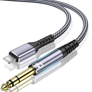 [MFi Certified Lighting to 1/4 TRS Audio Stereo Cable, 16FT 6.35mm 1/4 Male Aux Audio Cord Compatible with iPad, iPhone 14 Pro for Amplifier, Mixer, Home Theater, Speaker ect