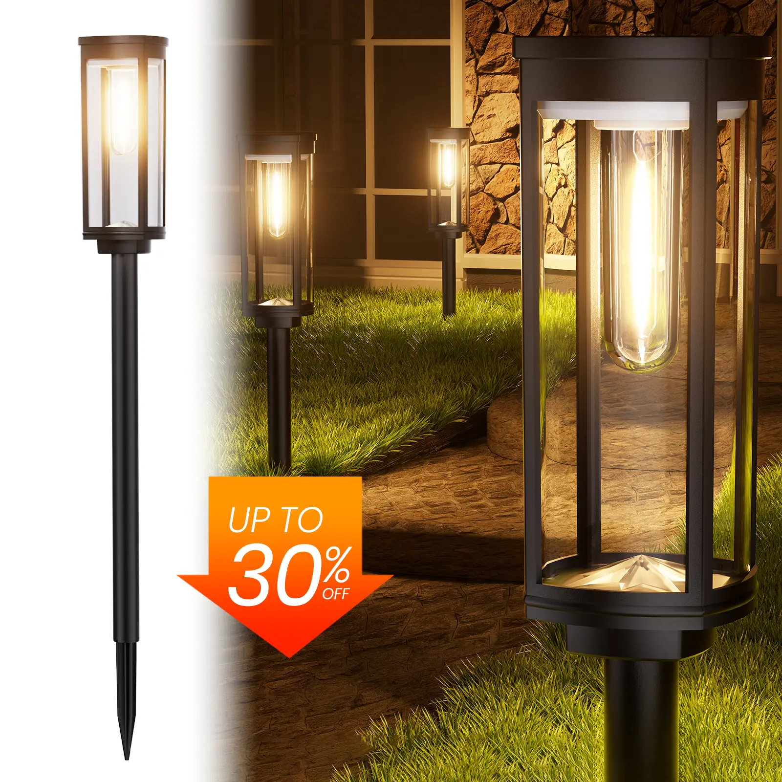 Elegant Solar Pathway Lights Modern Luxury | Auto On/Off & Waterproof | For Garden, Yard & Driveway,solar outdoor lights,Solar Floor Lamps Outdoor Lig