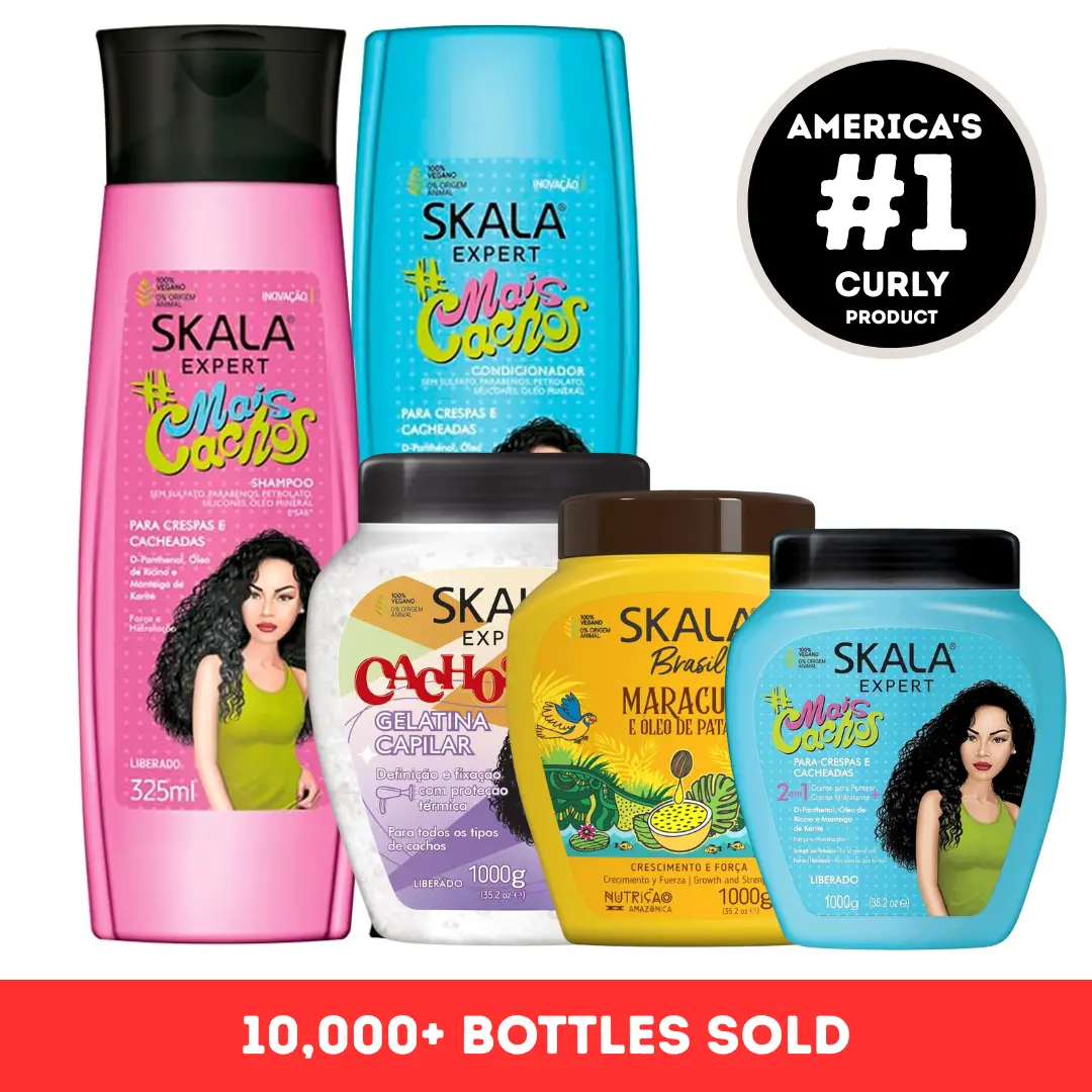 5-Pack Skala Curly Hair Products Expert Haircare Routine: Mais Cachos Gelatina Maracuja Treatment Mask + Shampoo and Conditioner