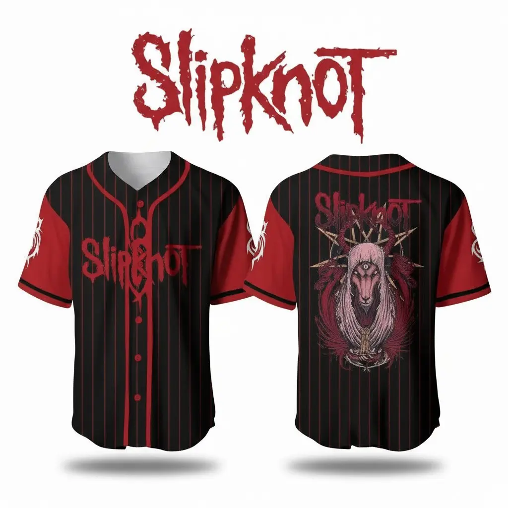 Slipknot Baseball Jersey, Heavy Metal Band Baseball Shirt, Gothic Rock Graphic Jersey, Unisex Casual Sports Top