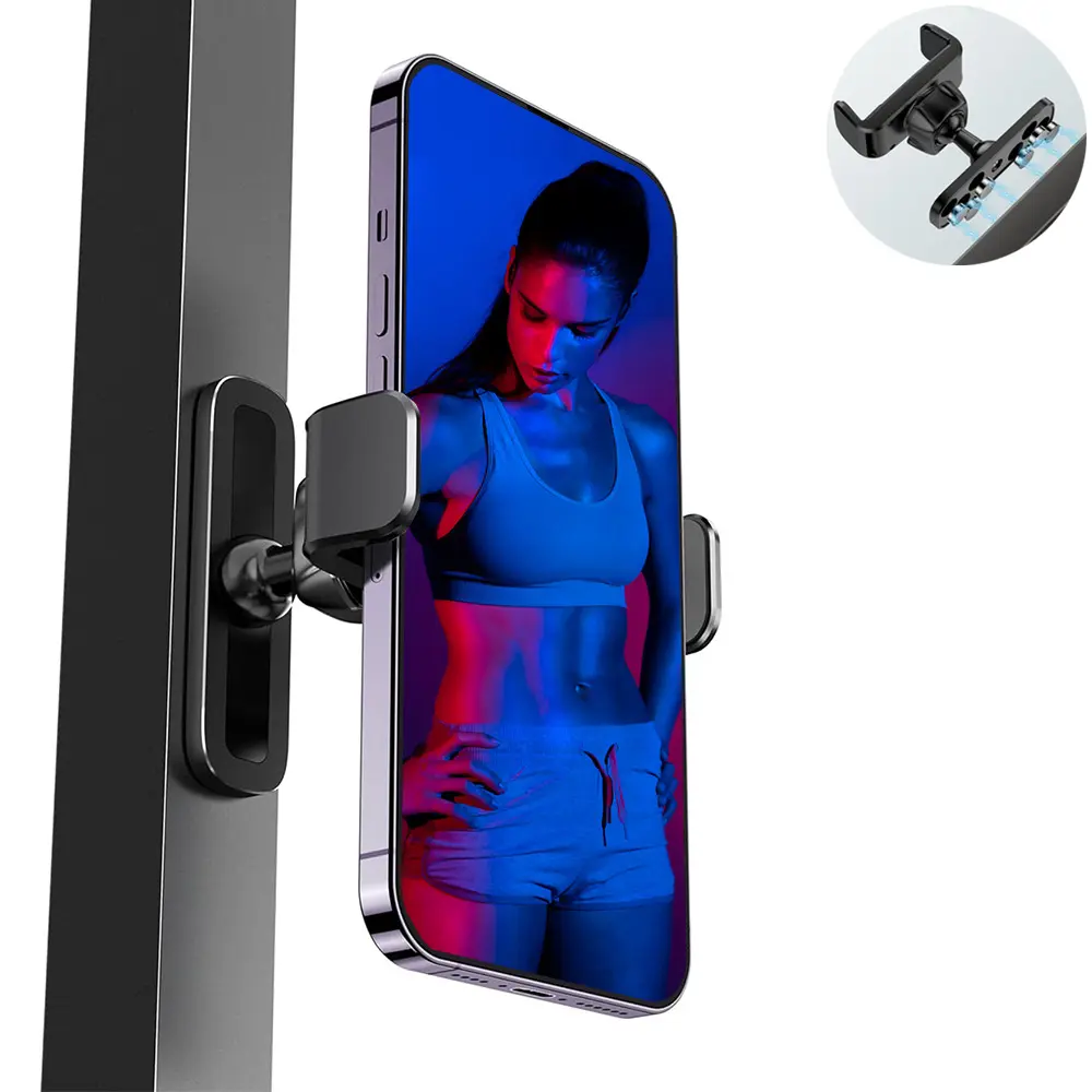 EPhemeralLuxe 360-Degree Adjustable Magnetic Universal Smartphone Holder - Portable Phone Holder, Fitness Exercise Machine Accessory for Metal Surfaces, Magnetic Phone Mount