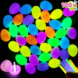 Easter 2026 Gift 100 Pcs Easter Eggs with 120 Pcs Mini Glow Sticks for Kids Glow-in-The-Dark Basket Stuffers Fillers Gift, Easter Eggs Hunt Game Party Favors Classroom Decorations Supplies