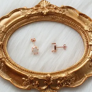 925 Sterling Silver Moonstone Stud Gold Earrings