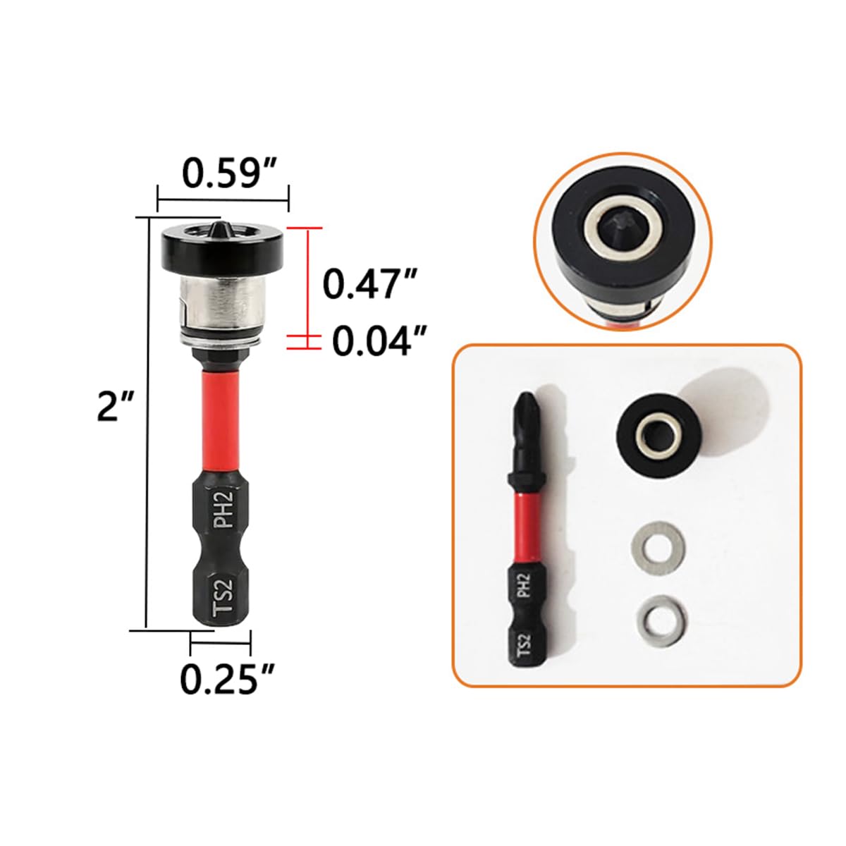 Fathers Day Gifts 5pcs Drywall Bit Attachment with DepthStop, PH2 Magnetic Drywall Screwdriver Bits for Countersinking Drywall Screws in Plasterboard,1/4 Inch Hex Shank Plasterboard Bit Fathersdaygift