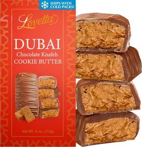 Lovetta Dubai Chocolate Bar Cookie Butter Knafeh - Luxury Rich Milk Chocolate, Individually Wrapped Fresh, Premium Cookie Butter Cream Kataifi Filling (1 Pack)